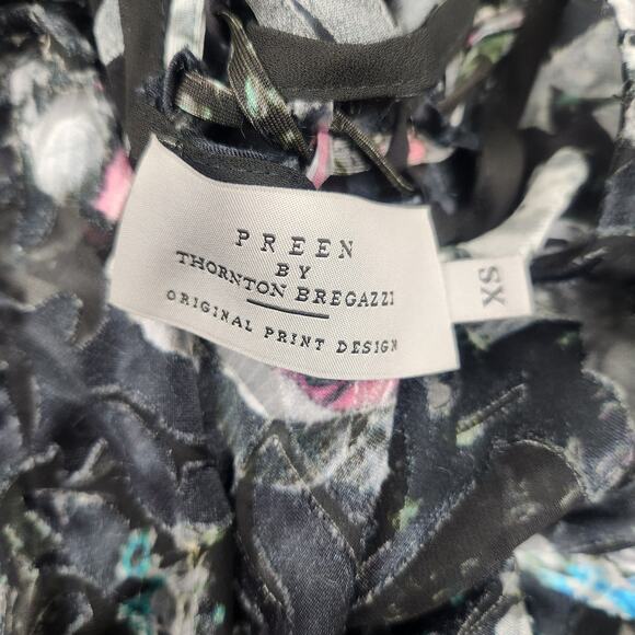 Preen by Thornton Bregazzi Floral Dress Black Size XS Long Sleeve *Missing Slip* - Picture 10 of 11